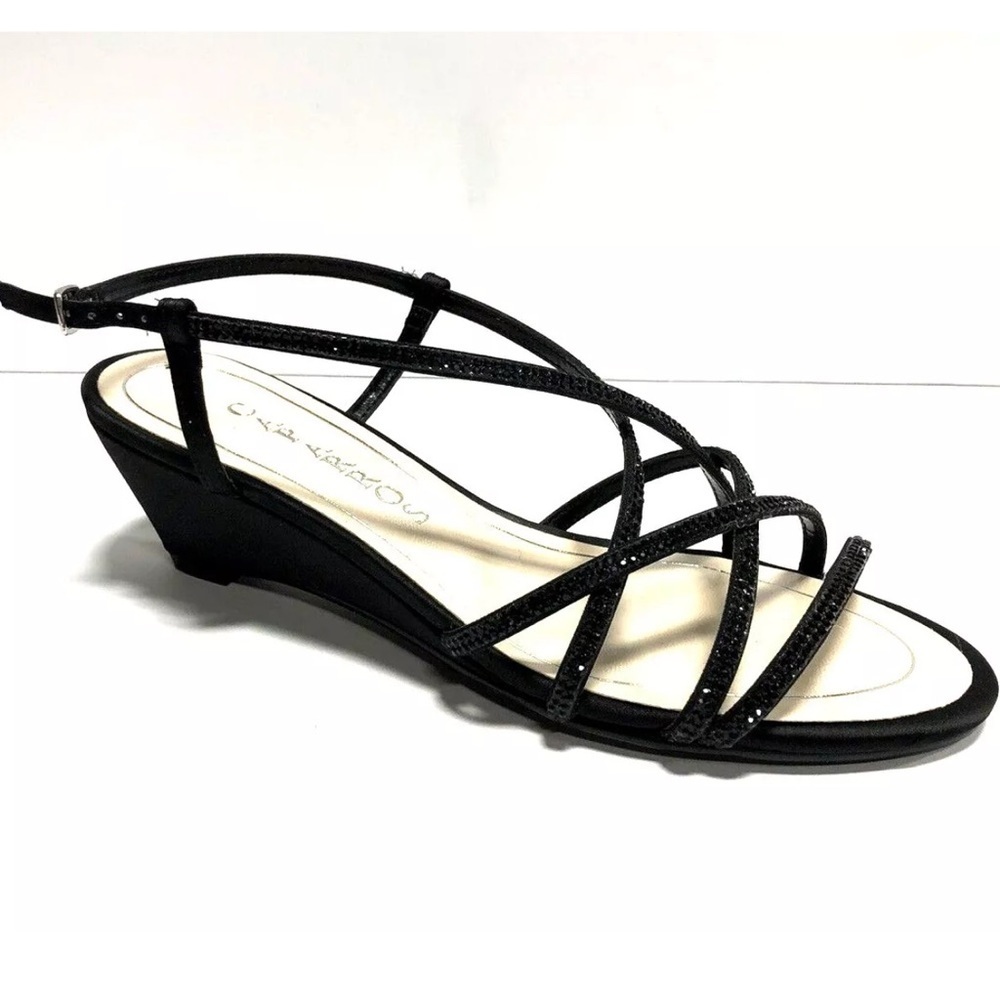 Caparros Women’s Leighton, Black Wedge Sandals, Size 6.5M.